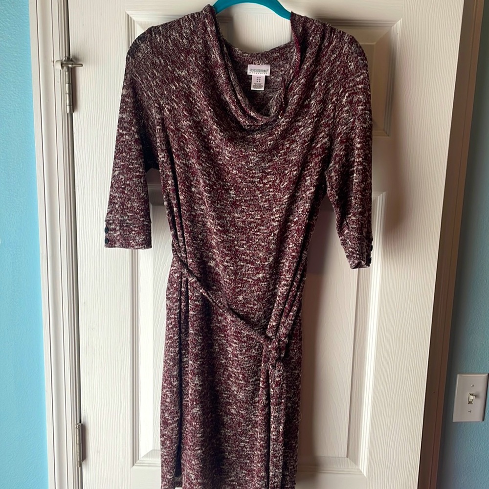 Burgundy knit maternity dress